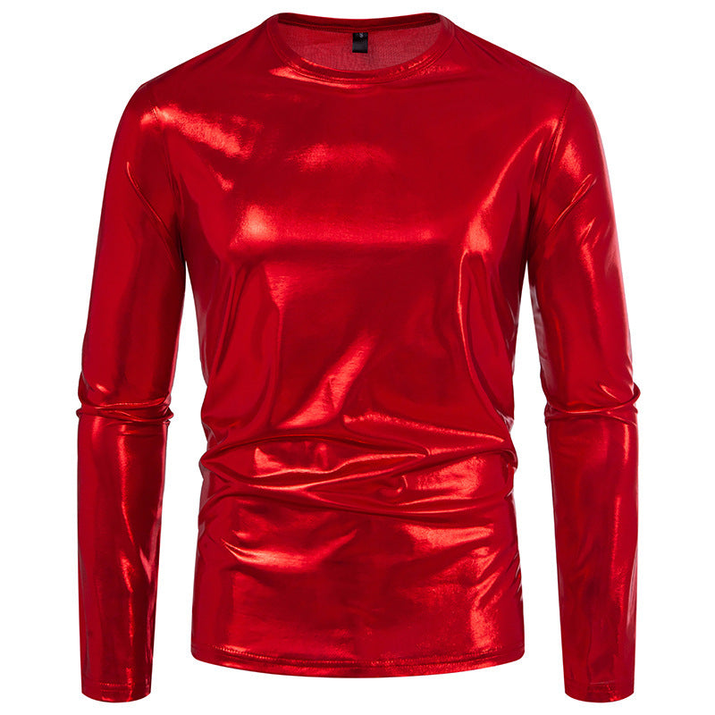 Herren stylisches Langarmshirt aus glänzendem Material Heidi-Mode