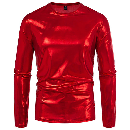 Herren stylisches Langarmshirt aus glänzendem Material Heidi-Mode