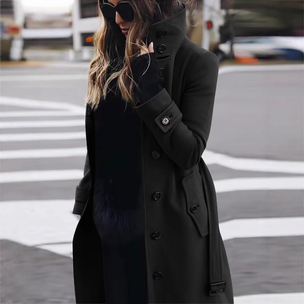 Damen modischer Trenchcoat mit hohem Kragen und eleganten Knopfdetails Heidi-Mode