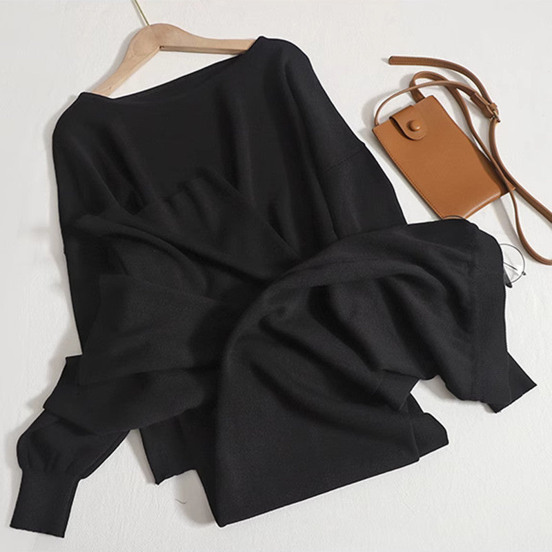 Damen lässiges Strickanzug-Set mit weitem Schnitt und modischen Details Heidi-Mode