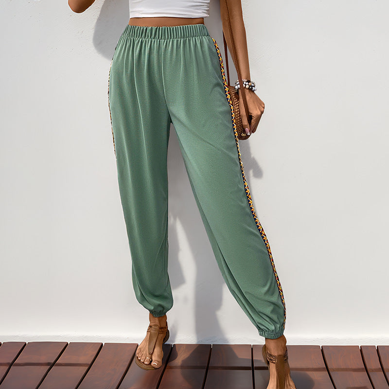 Damen Sportliche Freizeithose mit elastischem Bund und trendigen seitlichen Akzenten Heidi-Mode
