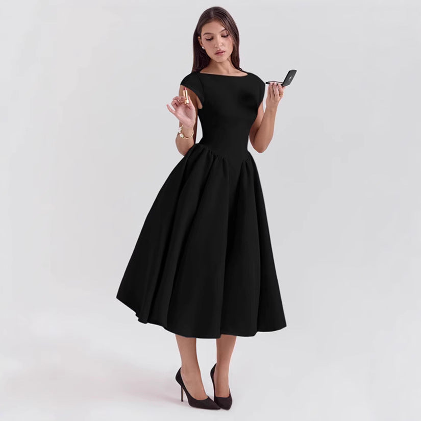 Damen Midi-Kleid mit elegantem A-Linien Schnitt und schickem Quadrat-Ausschnitt Heidi-Mode