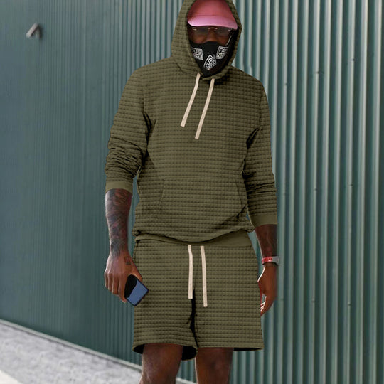 Herren lässiger Kapuzenpullover und Shorts Set aus atmungsaktivem Material Heidi-Mode