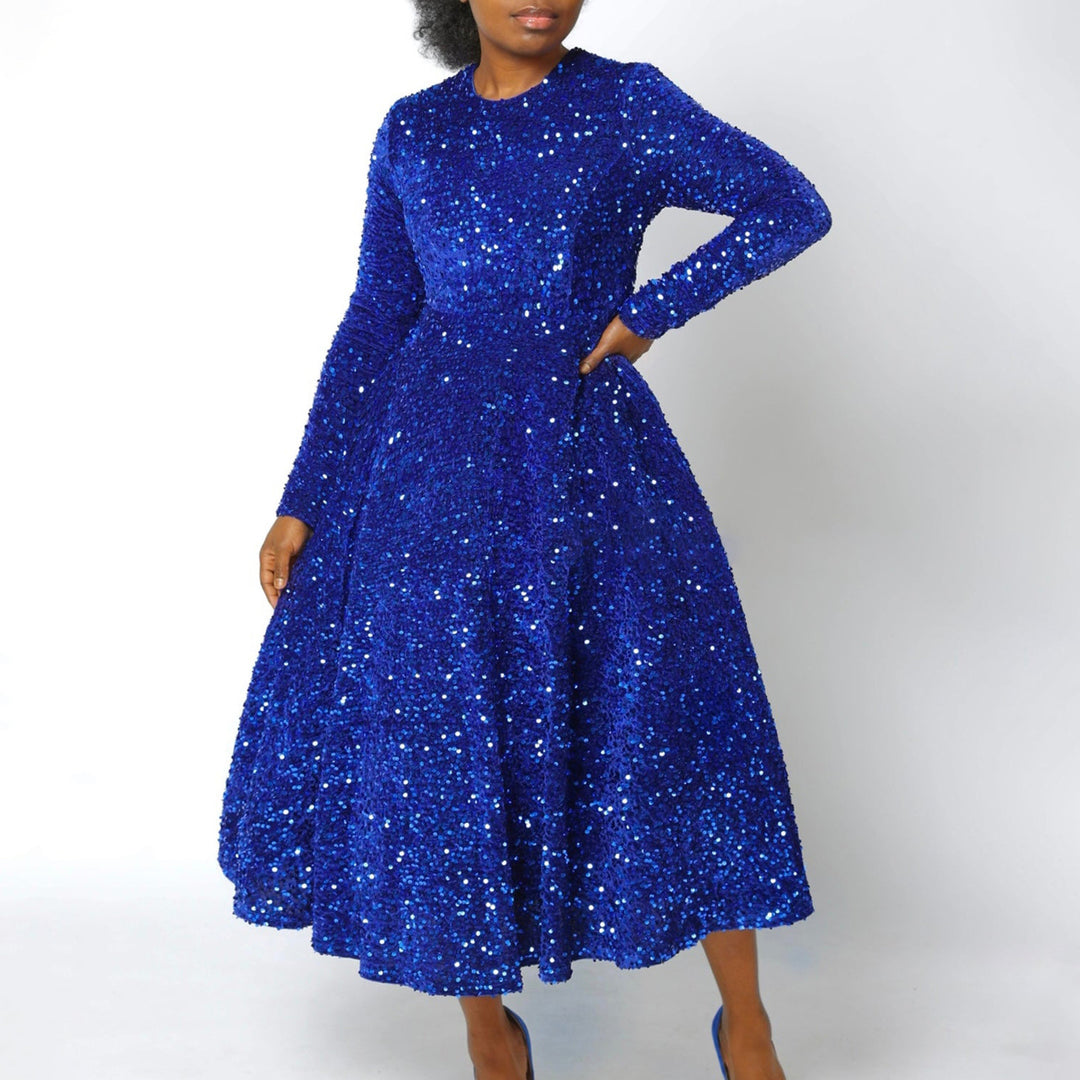 Damen Abendkleid mit glitzernden Pailletten und eleganter A-Linie Heidi-Mode