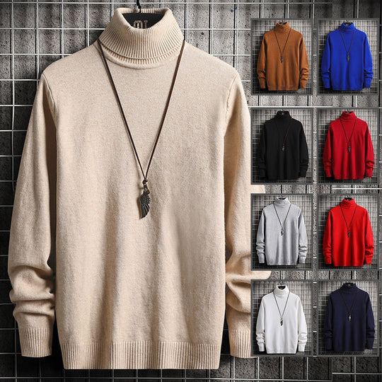 Herren stylischer Rollkragenpullover aus weichem Strickmaterial mit modernen Akzenten Heidi-Mode