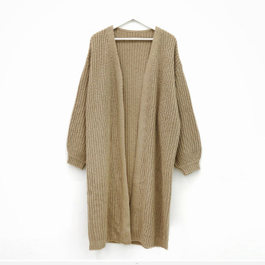 Damen Grober Strickcardigan mit offenem Schnitt und bequemen Ärmelabschlüssen Heidi-Mode