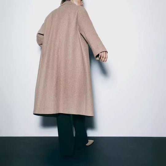Damen trendiger Wollmantel mit doppelter Knopfreihe und elegantem Schnitt Heidi-Mode