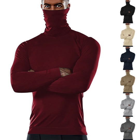 Herren funktionales Langarmshirt mit hohem Kragen und feuchtigkeitsregulierendem Material Heidi-Mode