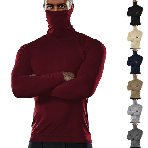 Herren funktionales Langarmshirt mit hohem Kragen und feuchtigkeitsregulierendem Material Heidi-Mode