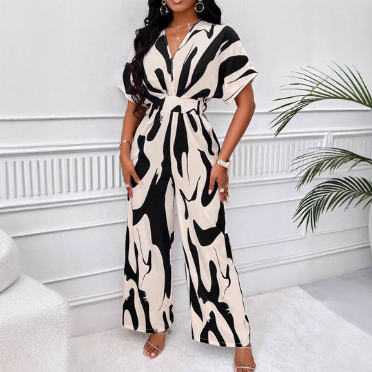 Damen Jumpsuit mit weiten Ärmeln und elegantem Gürtel Heidi-Mode