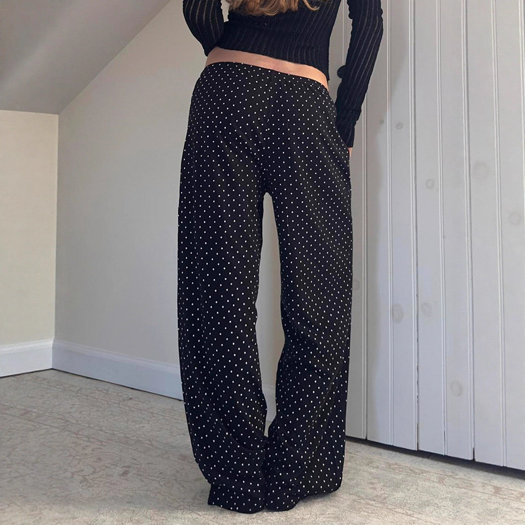 Damen Weite Hosen mit elastischem Bund und stilvollem Punktmuster Heidi-Mode