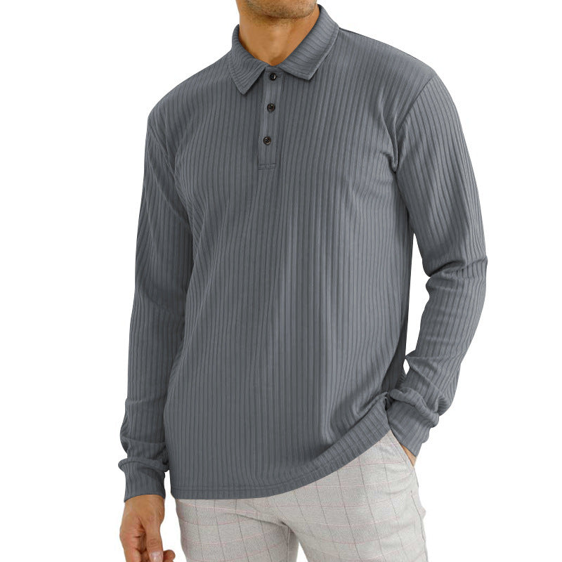 Herren Langarm Poloshirt mit strukturierter Oberfläche und modischem Kragen Heidi-Mode