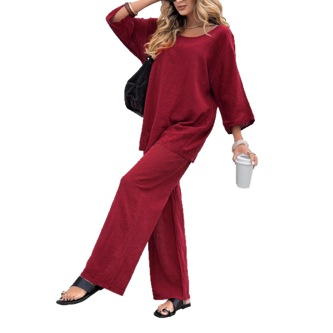 Damen Lässiges Freizeitset aus leichter Baumwolle mit weitem Schnitt Heidi-Mode