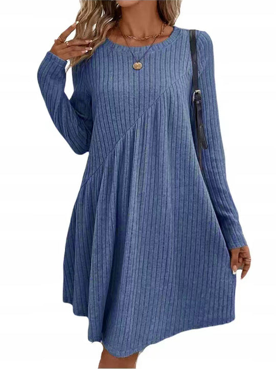 Damen lässiges Ripp-Kleid mit asymmetrischem Design Heidi-Mode