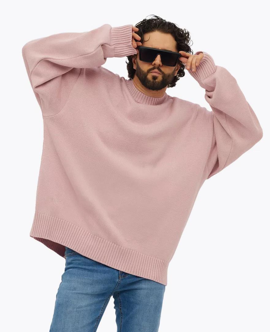 Damen gemütlicher Oversized Pullover mit strukturiertem Rippenmuster und breiten Bündchen Heidi-Mode