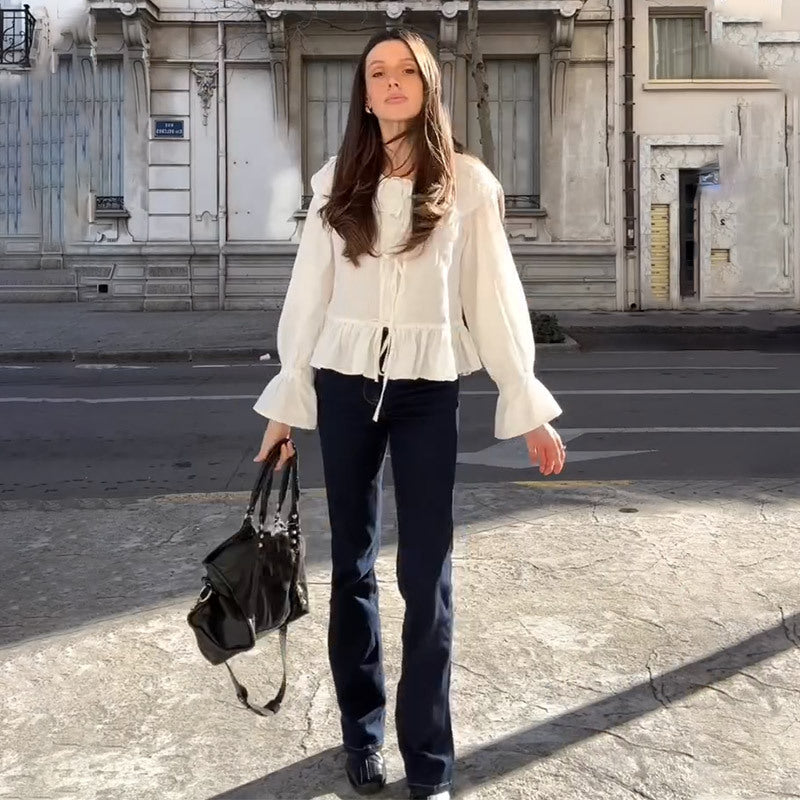 Damen Bluse mit voluminösen Ärmeln und elastischem Bund Heidi-Mode