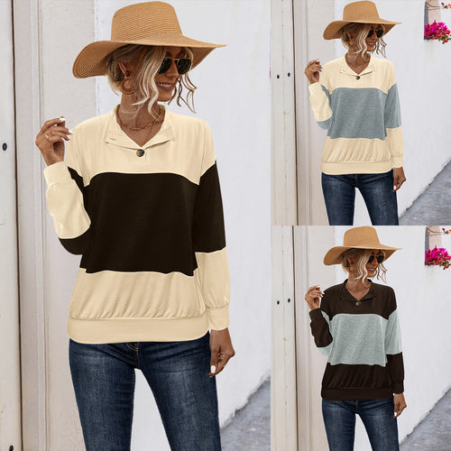 Damen lässiger Pullover mit stilvollem Kragen und Knopfdetail Heidi-Mode