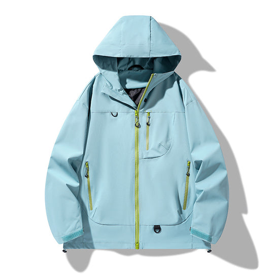 Herren technische Outdoor-Jacke mit Gewebe und verstellbarem Kapuzensystem Heidi-Mode