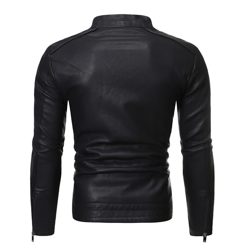 Herren elegante Motorradjacke mit modernem Stehkragen Heidi-Mode