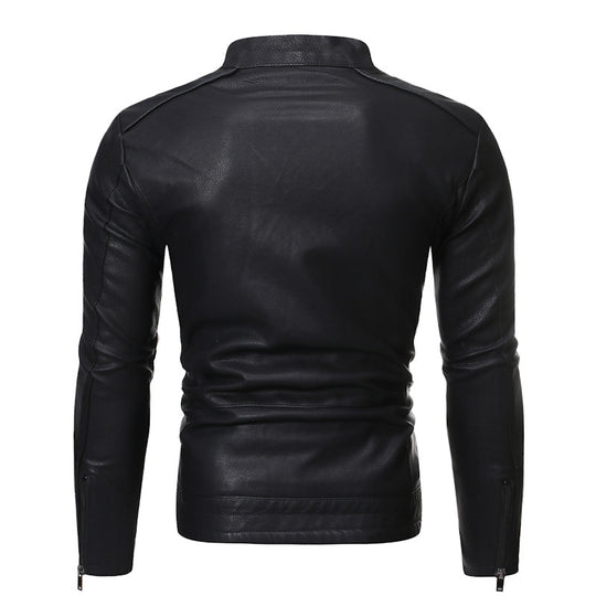 Herren elegante Motorradjacke mit modernem Stehkragen Heidi-Mode