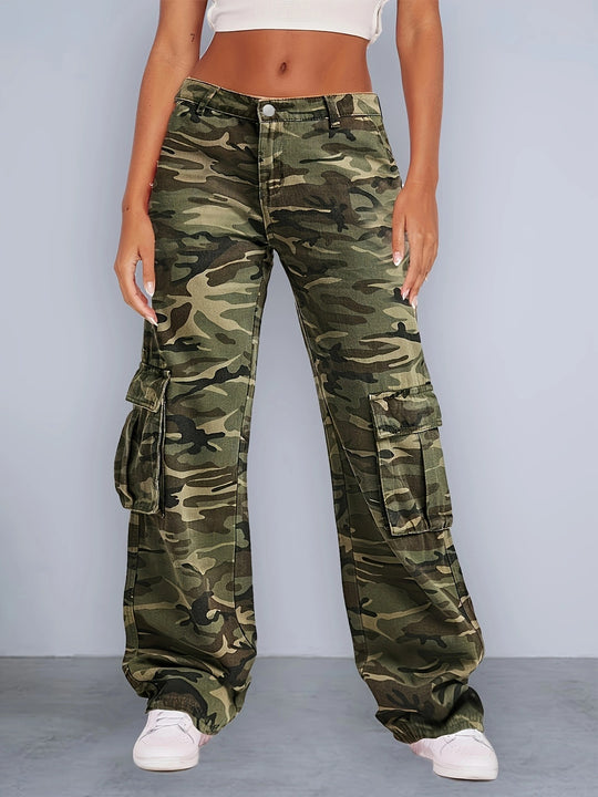 Damen Cargo-Hose im urbanen Camouflage-Stil mit praktischen Seitentaschen Heidi-Mode