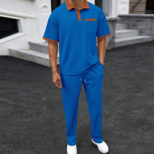 Herren Sportliches Freizeit-Set mit atmungsaktivem Poloshirt und bequemen Jogginghosen Heidi-Mode