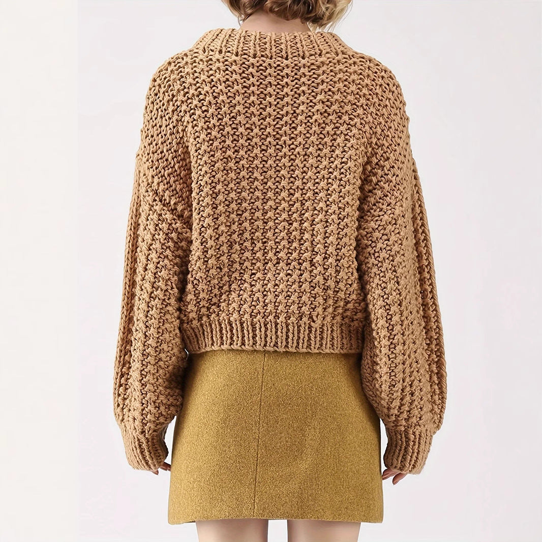 Damen Grobstrickpullover mit weitem Schnitt und Oversized-Ärmeln Heidi-Mode