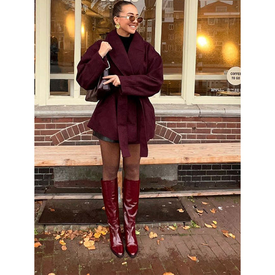 Damen Komfortabler Oversized-Mantel mit breitem Kragen Heidi-Mode