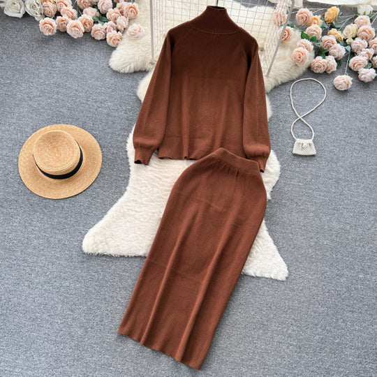 Damen eleganter Strickanzug mit Reißverschluss Heidi-Mode