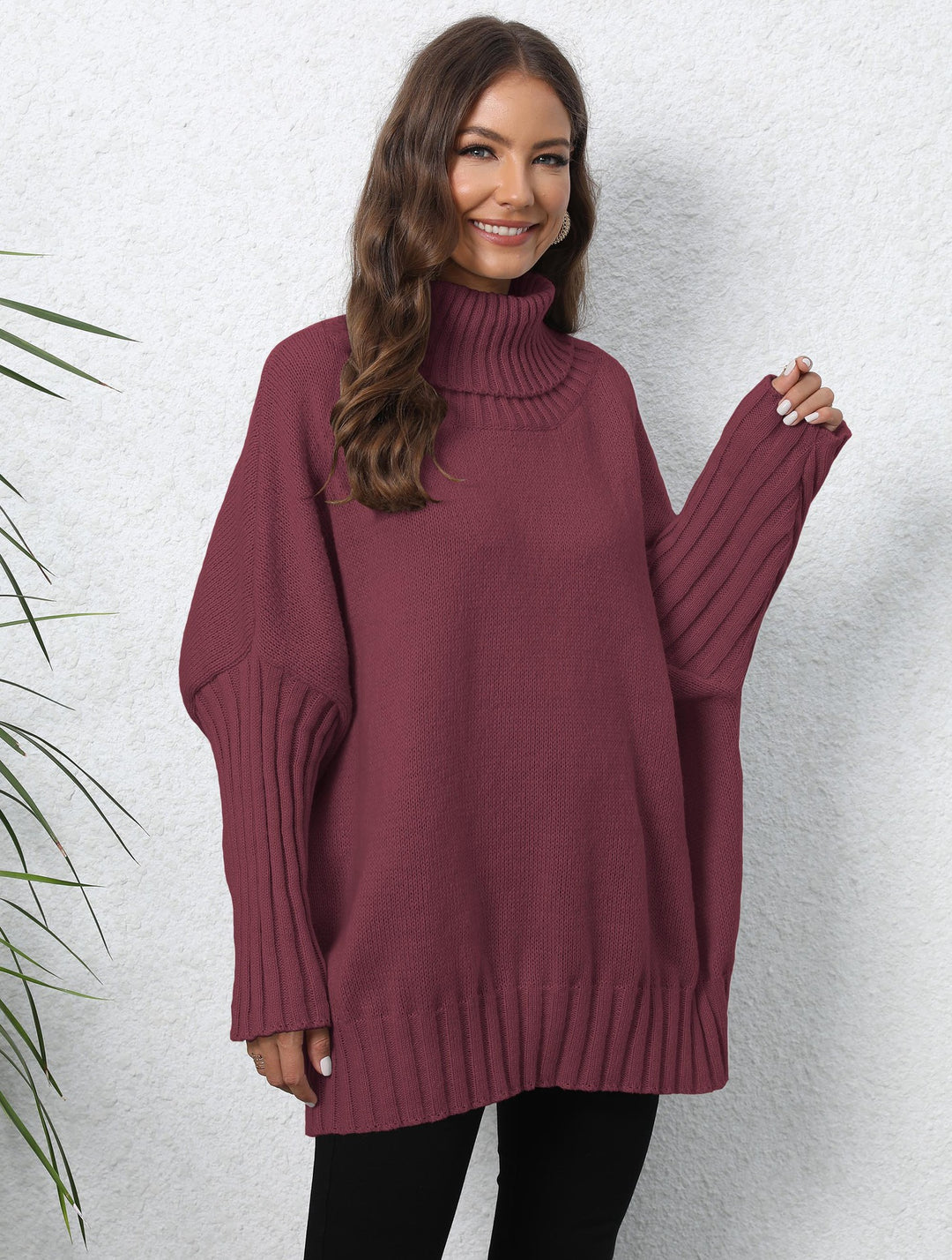 Damen Oversize Rollkragenpullover mit strukturiertem Strick Heidi-Mode