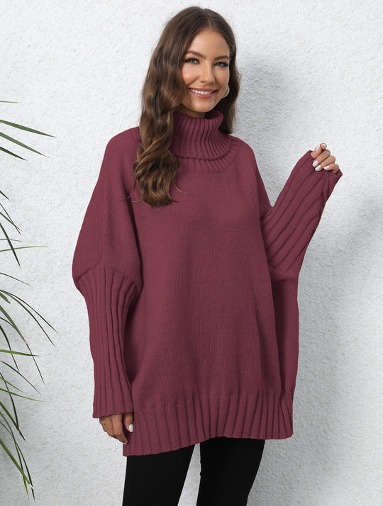 Damen Oversize Rollkragenpullover mit strukturiertem Strick Heidi-Mode