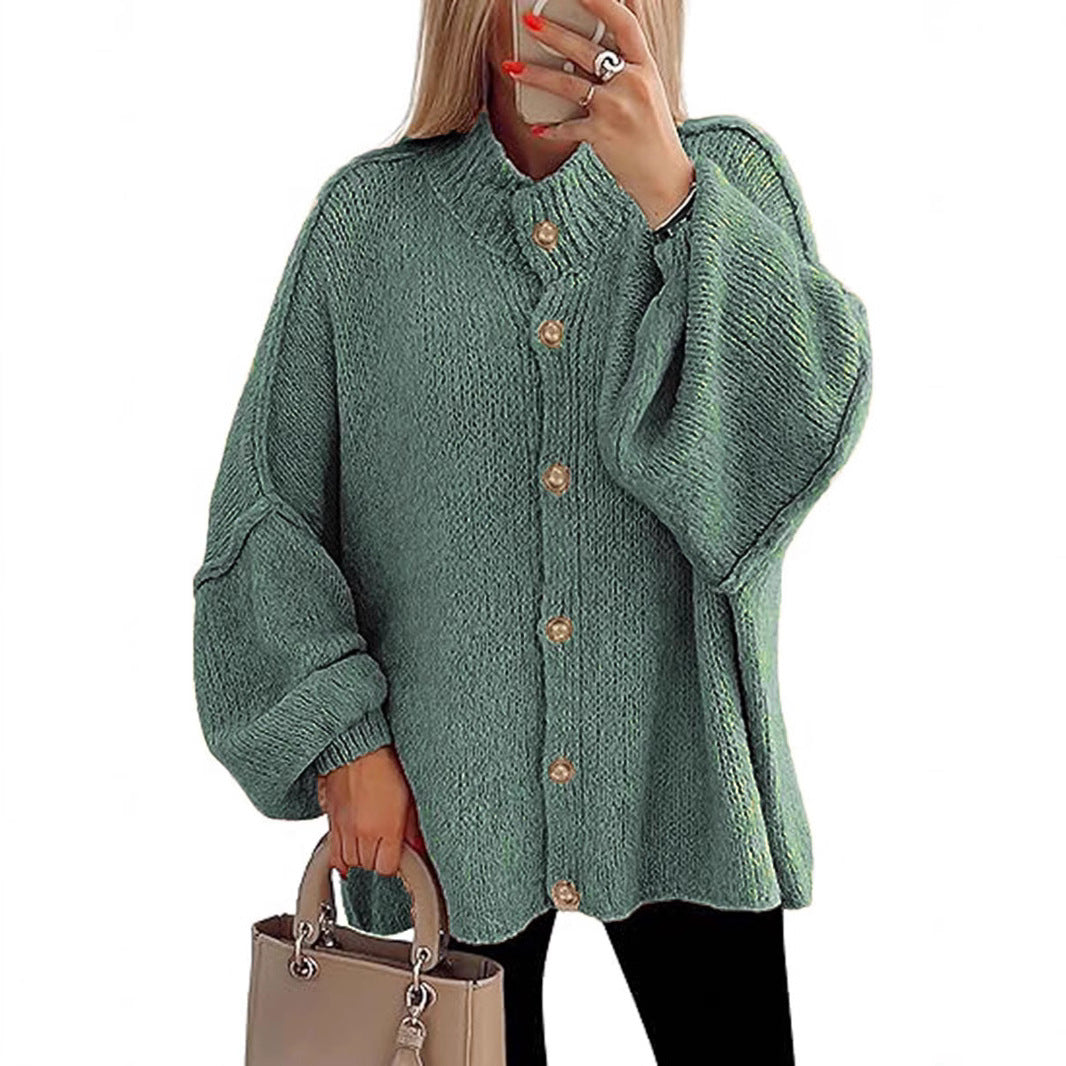 Damen oversized Strickjacke mit Knopfverschluss Heidi-Mode
