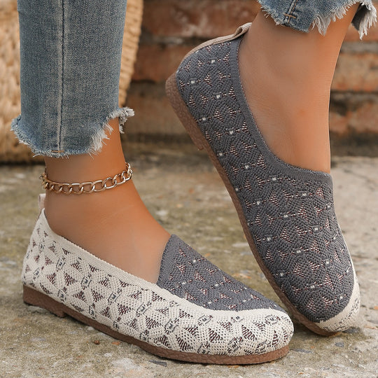 Damen Atmungsaktive Slip-On Schuhe mit modischem Strickdesign Heidi-Mode