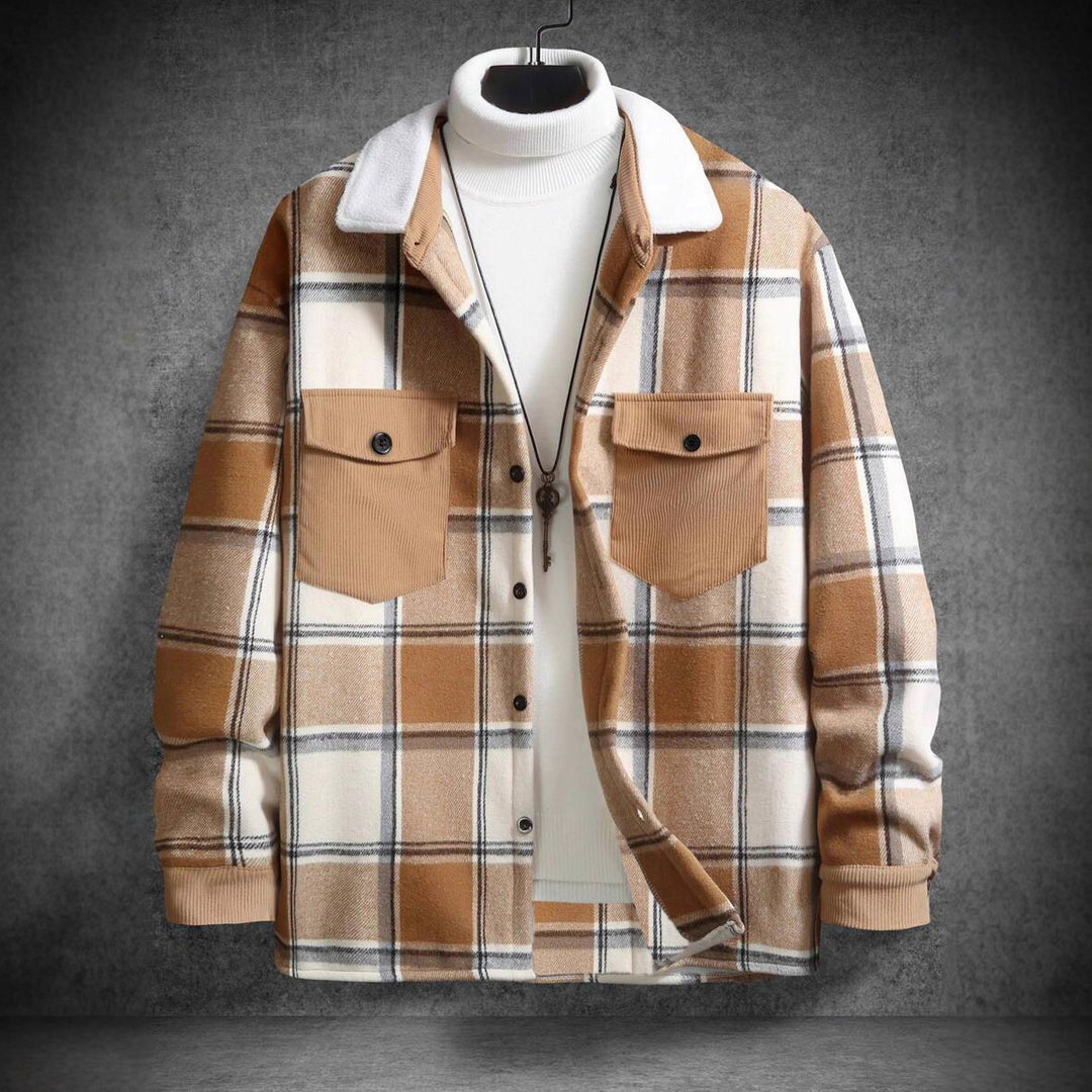 Herren Karo-Flanelljacke mit zwei Brusttaschen und weichem Kragen Heidi-Mode