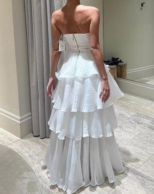 Damen Maxikleid mit voluminösen Rüschendetails und elegantem Rock Heidi-Mode