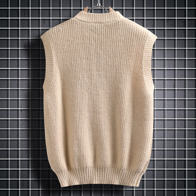 Herren ärmellose Strickjacke mit Zopfmuster und Knopfdetails Heidi-Mode