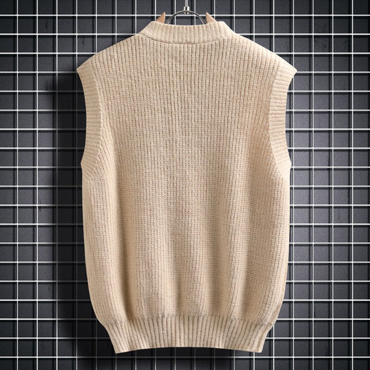 Herren ärmellose Strickjacke mit Zopfmuster und Knopfdetails Heidi-Mode