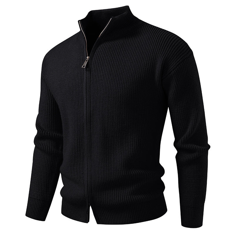 Herren Strickjacke mit hohem Kragen und innovativem Reißverschluss Heidi-Mode