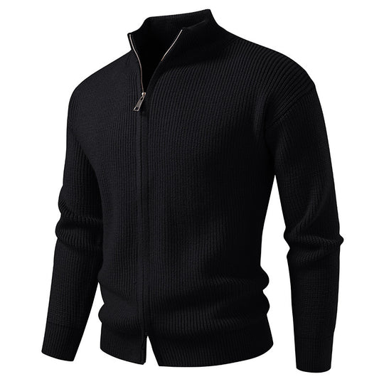 Herren Strickjacke mit hohem Kragen und innovativem Reißverschluss Heidi-Mode