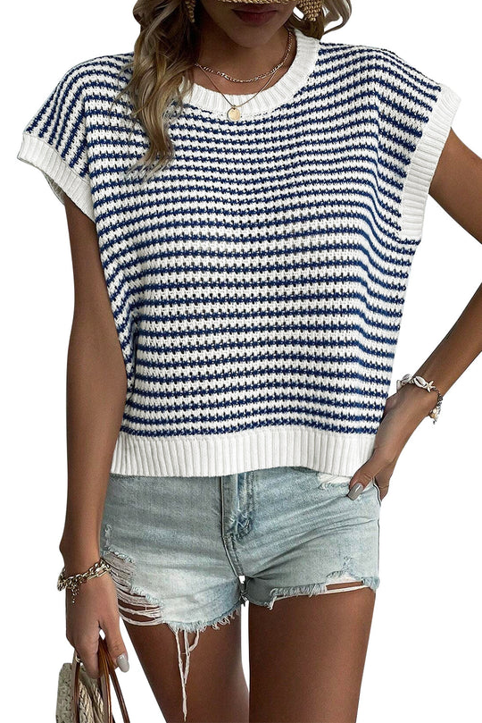 Damen lässiger Strickpullover mit modischem Streifenmuster und weitem Schnitt Heidi-Mode
