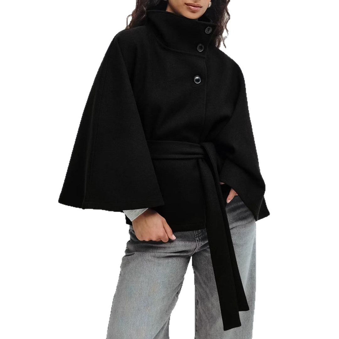 Damen Wickeljacke mit elegantem Stehkragen und weit geschnittenen Ärmeln Heidi-Mode