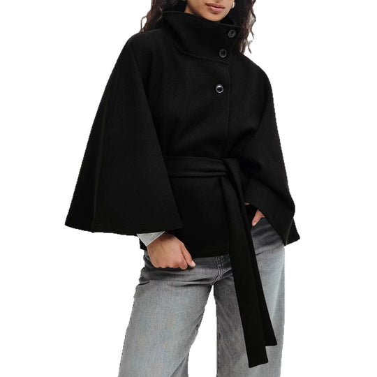Damen Wickeljacke mit elegantem Stehkragen und weit geschnittenen Ärmeln Heidi-Mode