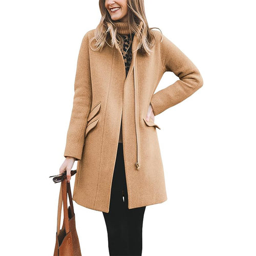 Damen modischer Wollmantel mit asymmetrischem Schnitt Heidi-Mode