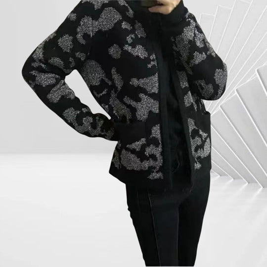 Damen Glitzernde Bomberjacke mit rüschenbesetzten Ärmeln und luxuriösem Design Heidi-Mode