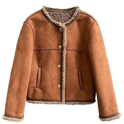 Damen Kunstlederjacke mit kuscheligem Teddyfutter Heidi-Mode