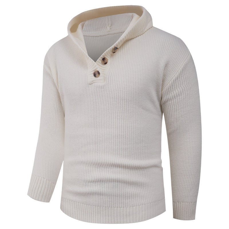 Herren Strickpullover mit hochabschließendem Kragen und Knopfdetails Heidi-Mode