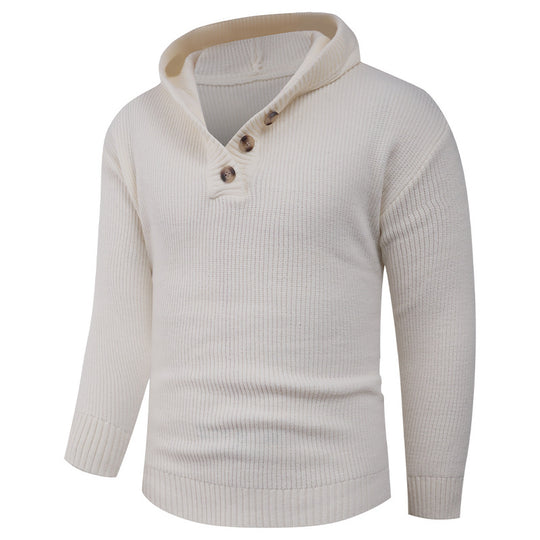 Herren Strickpullover mit hochabschließendem Kragen und Knopfdetails Heidi-Mode