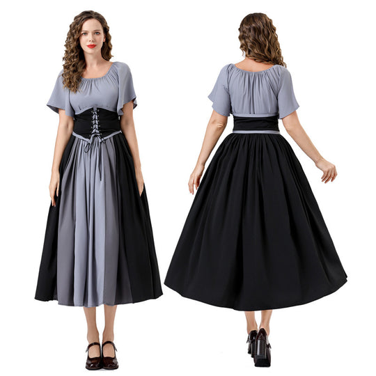 Damen Elegantes Maxikleid mit taillierter Schnürung und luftigen Ärmeln Heidi