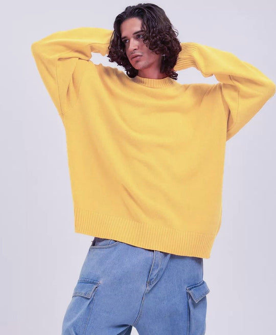 Damen gemütlicher Oversized Pullover mit strukturiertem Rippenmuster und breiten Bündchen Heidi-Mode