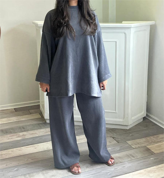 Damen Bequemes und stylisches Lounge-Set aus Rippstrick Heidi-Mode